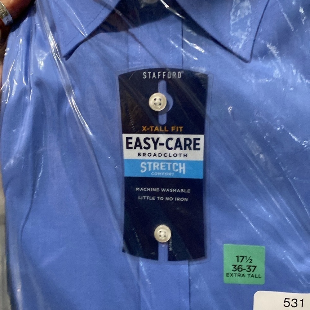 Stafford Travel Easy-Care Stretch ExtraTallWrinkle Free Long Sleeve Dress Shirt - Picture 4 of 6